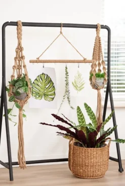 TS Collection Macrame Bloempothanger - bruin