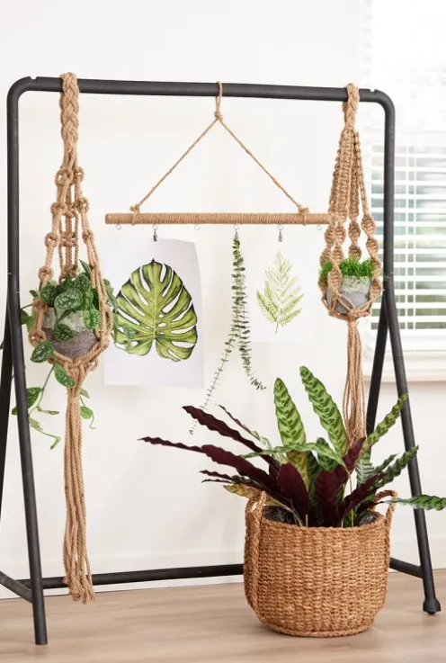 TS Collection Macrame Bloempothanger - bruin